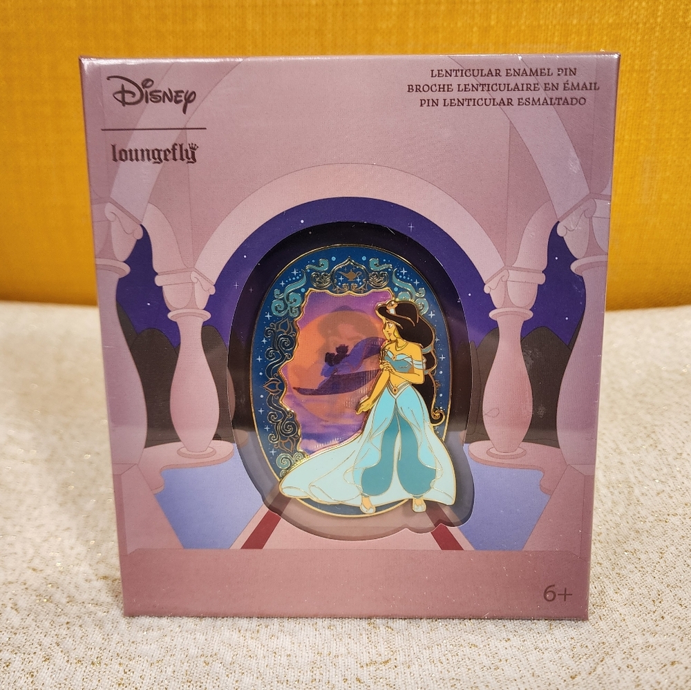 Loungefly Disney Princess Jasmine Lenticular Scene Aladdin Carpet Ride 3" LE Pin